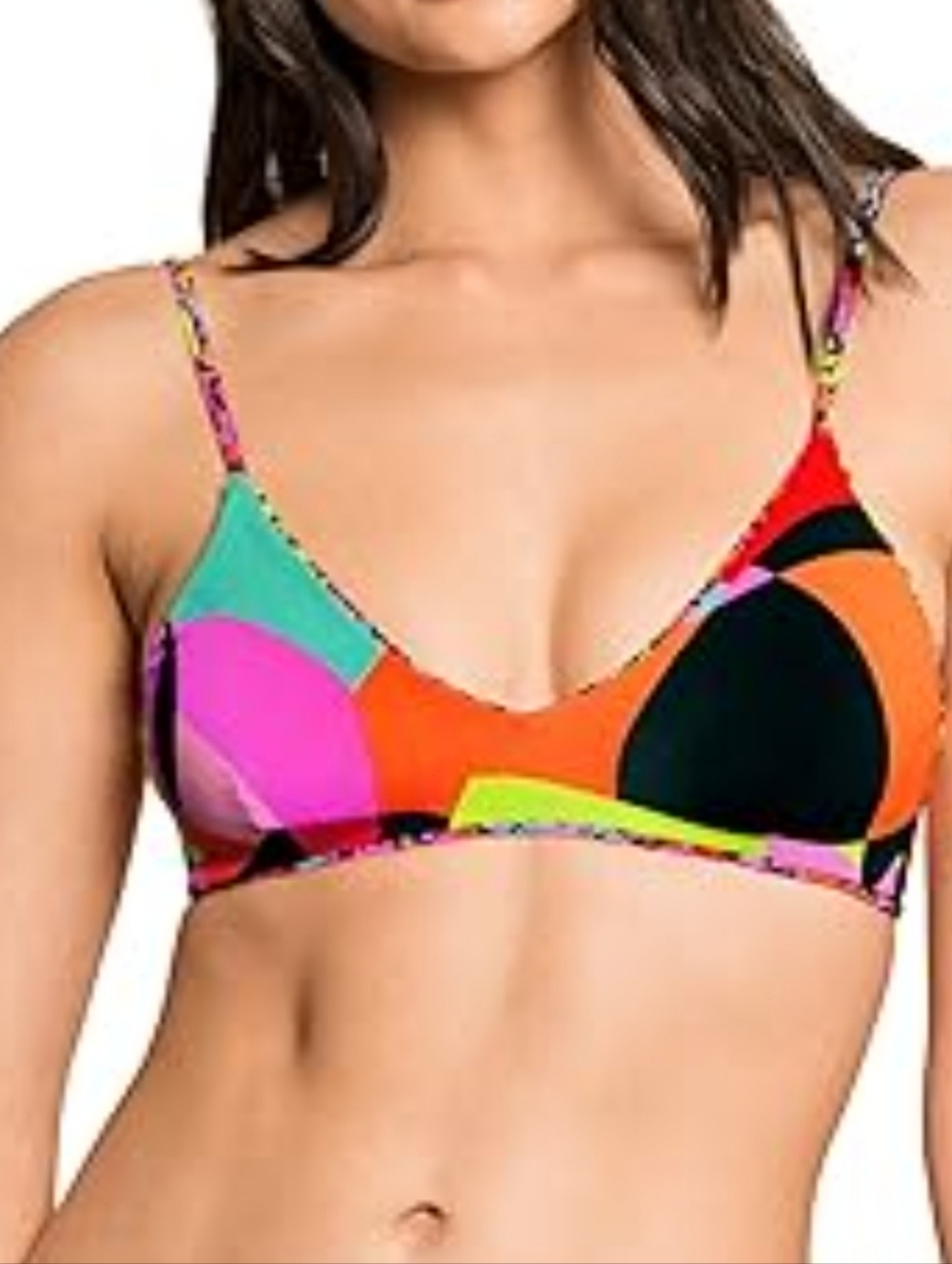 Maaji Multicolor Bralette Bikini Top - Orange, Pink, Teal, Black, Yellow